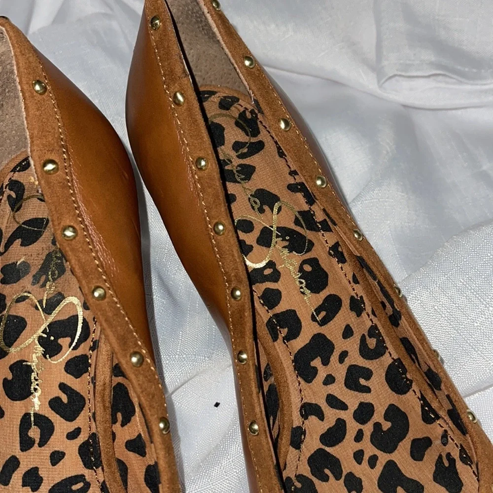 Jessica Simpson Brown Leopard-Print Wedge Heels